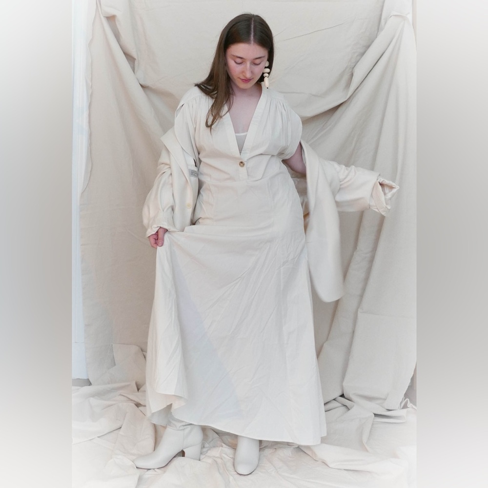 Devaux New York “Carol” Dress | Ivory Cotton Poplin | Sculptural Minimalist